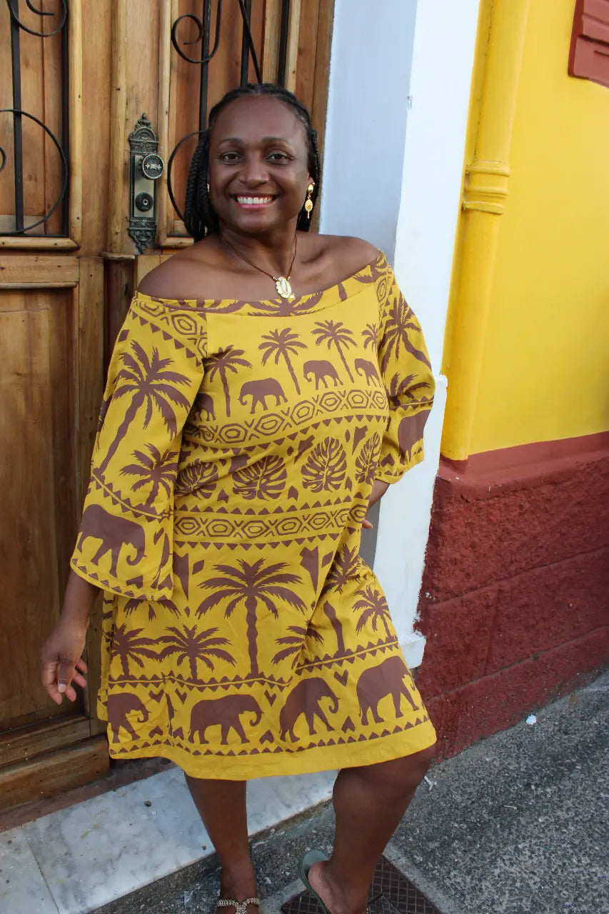 Vestido Curto Duas Mangas África