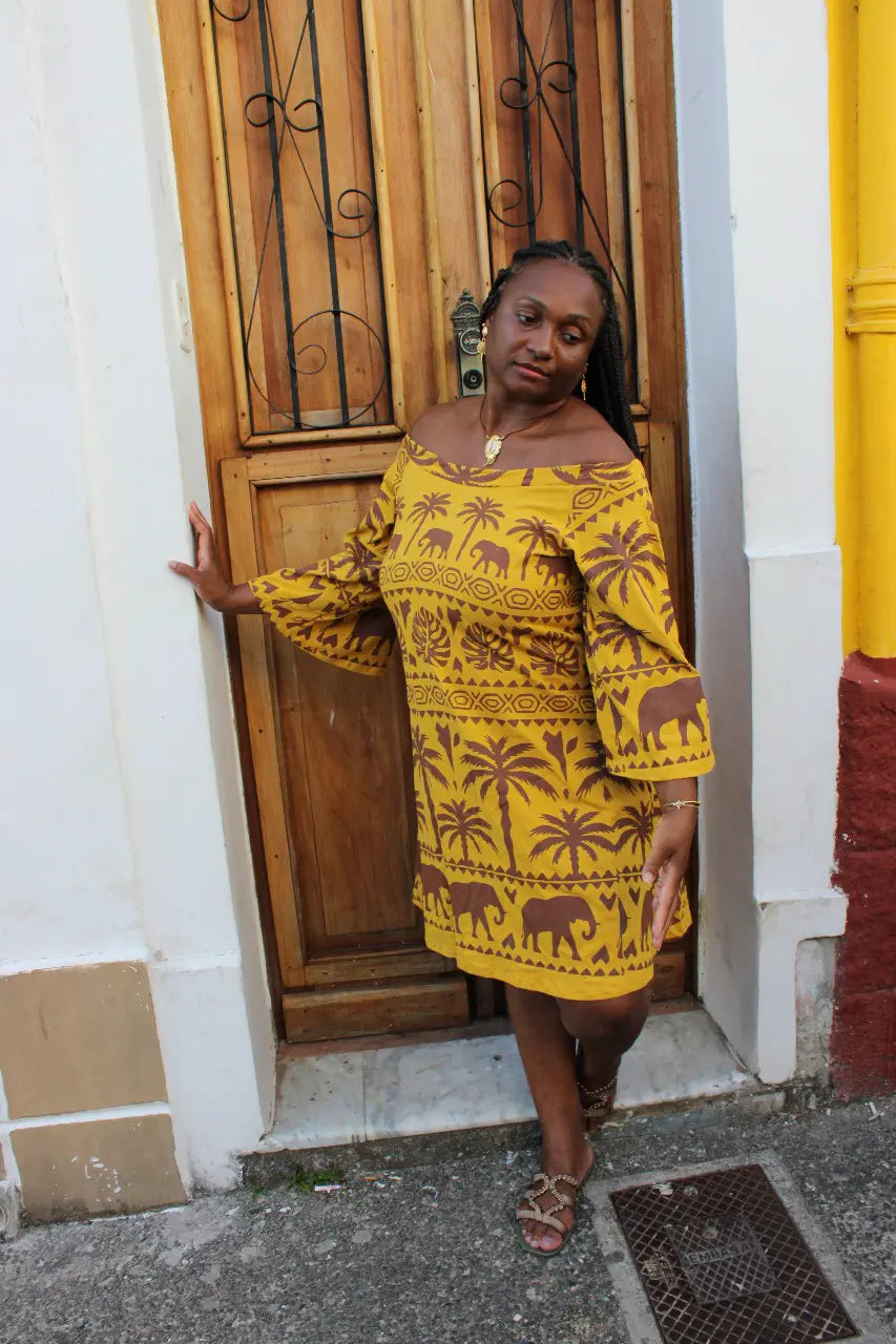 Vestido Curto Duas Mangas África