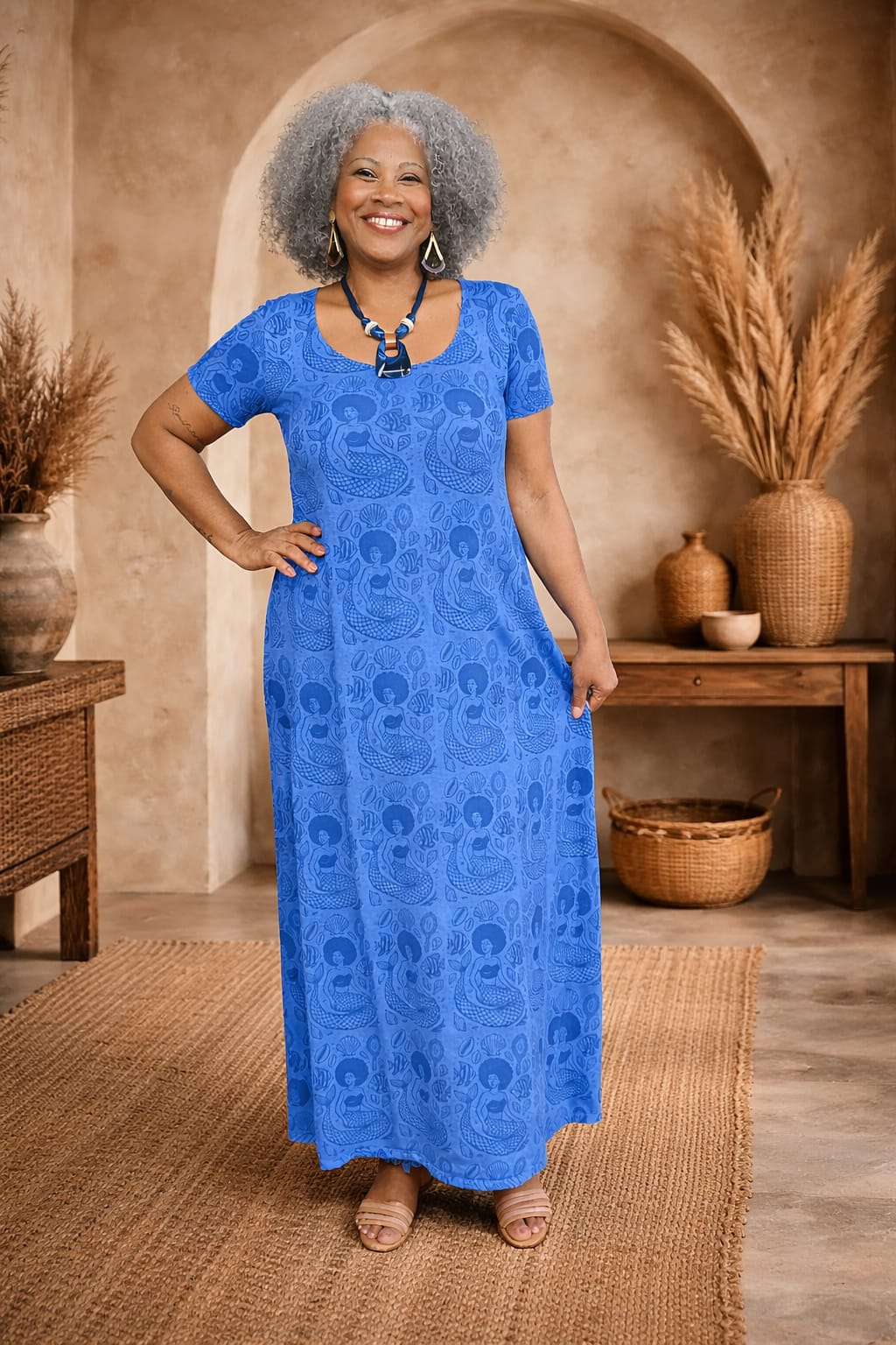 VESTIDO LONGO MANGA YEMANJÁ